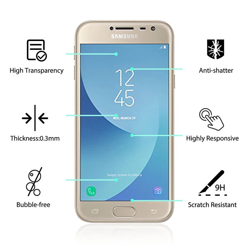 2 шт закаленное стекло для samsung Galaxy J2 Pro, защита экрана 9H 2.5D, Защитное стекло для телефона samsung J2 Pro