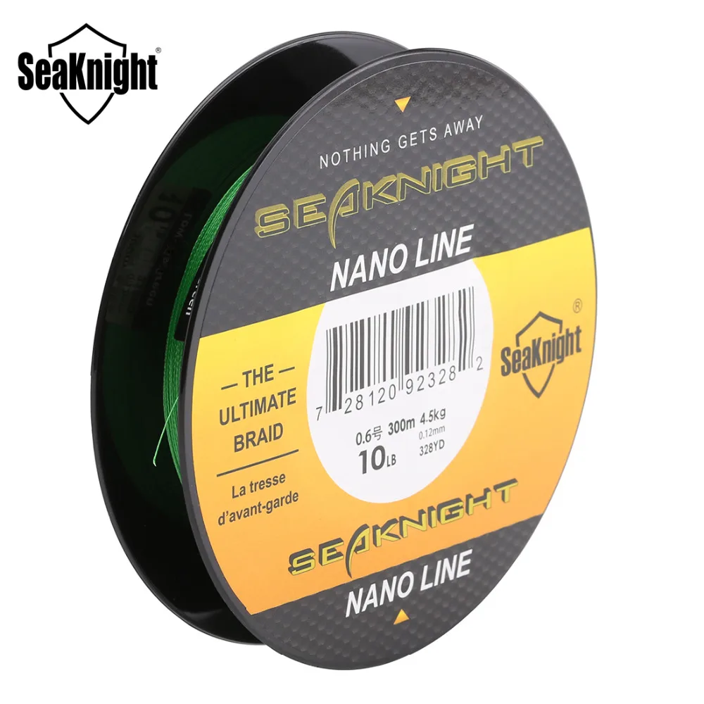 Seaknight-linha de pesca multifilamento trançada nano, 300 m, 4 vertentes, 6lb, 8lb, 10lb, diâmetro 0,07-0,12mm