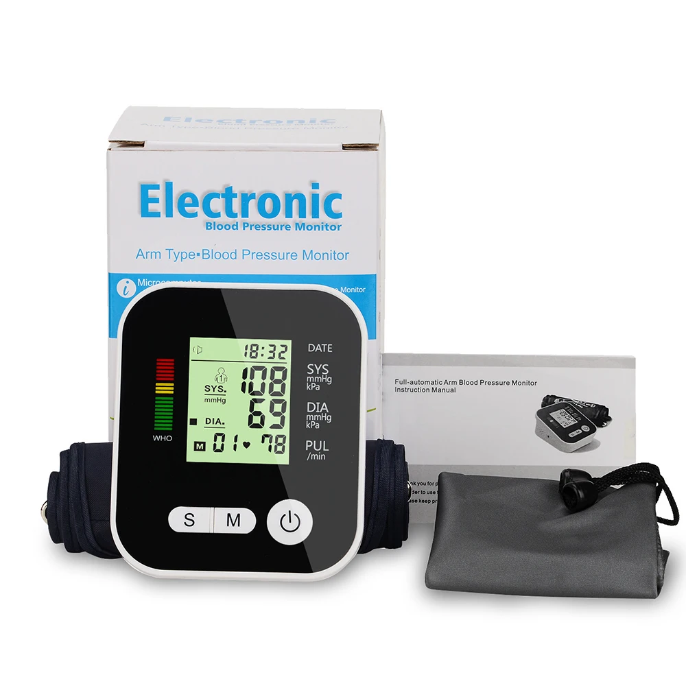 

Medical Equipment Digital Blood Pressure Monitor Automatic Upper Arm Pulse Oximeter Home LCD Screen Memory Mode Tonometer