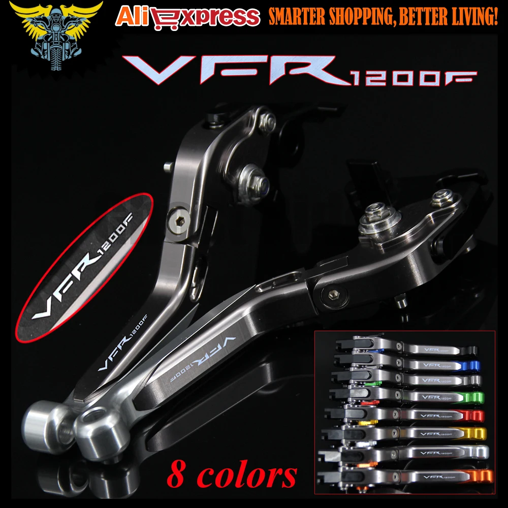 Для Honda VFR 1200/F 2010 2011 2012 2013 2014 2015 2016 лазерный логотип (VFR1200F) серебристый + титановый рычаги тормозной муфты CNC для