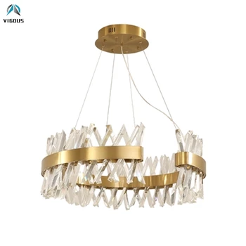 

Modern K9 Crystal Led Luminarias Led Pendant Light Gold Metal Led Pendant Lamp Led Indoor Lighting Fixtures Hanging Lamparas