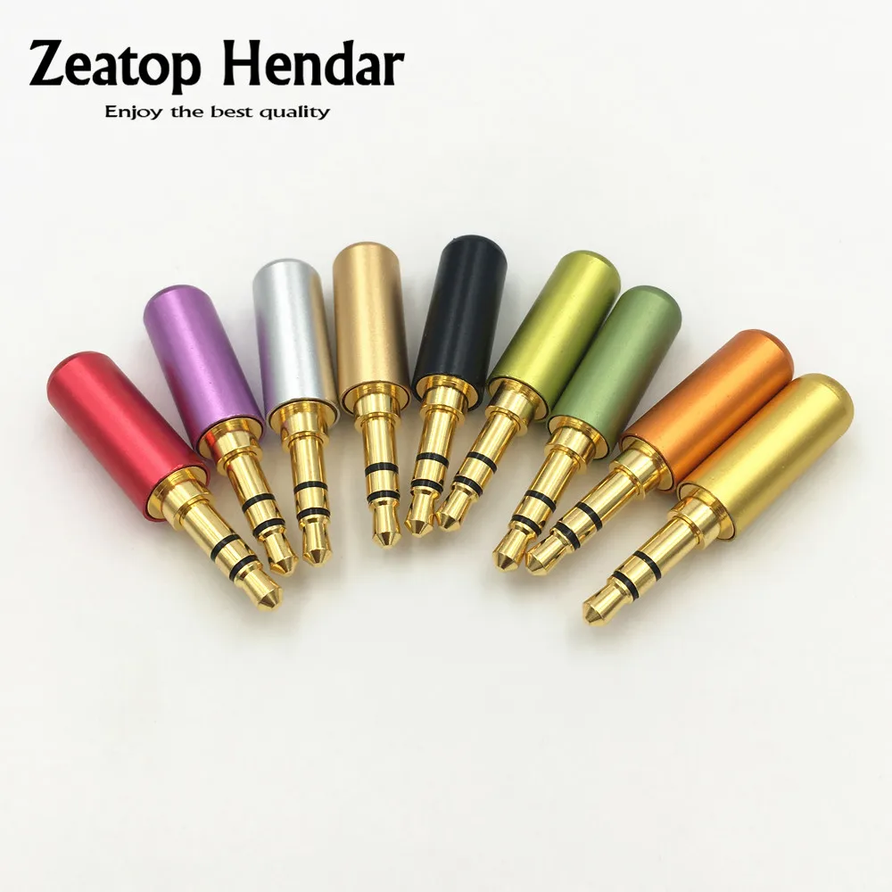 

100Pcs Colorful Aluminum New 3.5mm 3 Pole Male Stereo Plug Headphone Jack Audio Connectors Repair Headphone Cable Solder