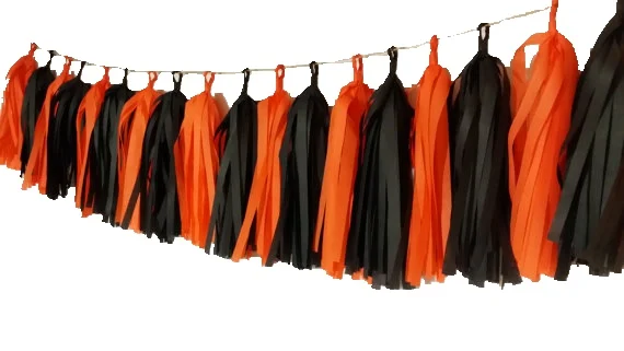 20 tassel halloween tissue paper garland fall decoration halloween decoration black orange garland birthday thanksgiving - Halloween Decorations Paper 20 tassel halloween tissue paper garland fall decoration halloween decoration black orange garland birthday thanksgiving - Halloween Decorations Paper