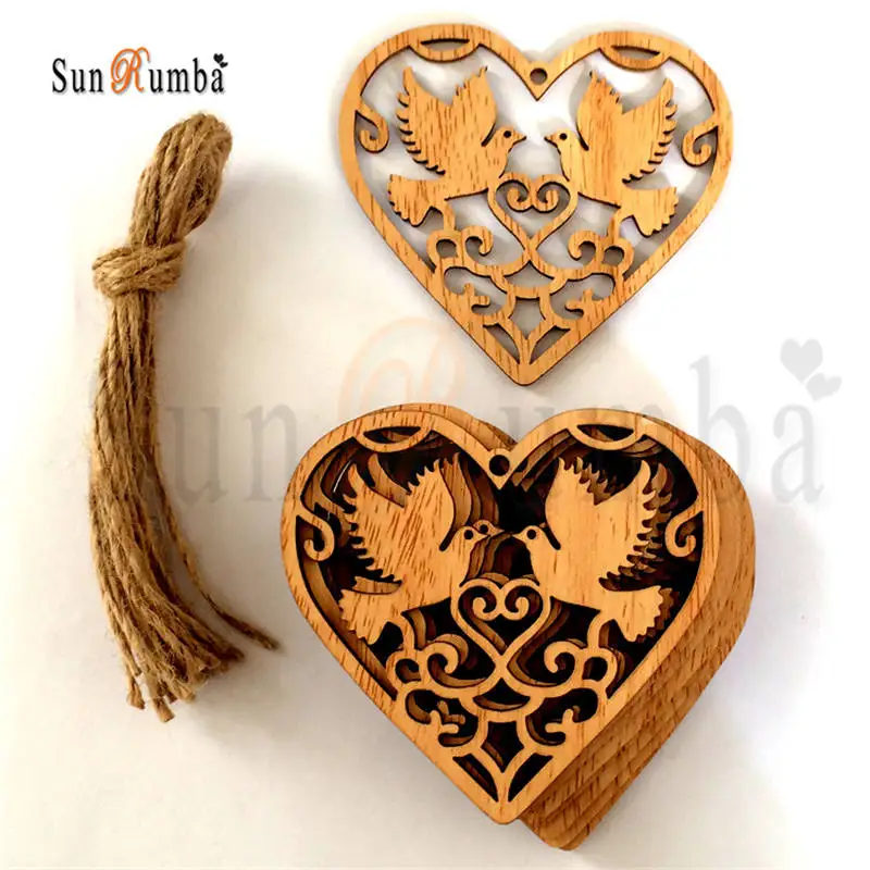 Rustic Wedding Decor Wooden Heart PUW-007-009-13