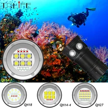 Tauchen Taschenlampe Ultra Helle Scuba Wasserdicht Unterwasser QH18 QH27 80M LED Dive Taschenlampe Fotografie Weiß Blau Rot Lampe