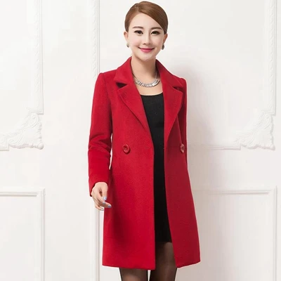 Шерстяное пальто женское модное женское Шерстяное Пальто Высококачественная элегантная длинная приталенная зимняя куртка королевские пальто и куртки размера плюс Femininos 4XL - Цвет: Красный