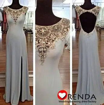 Vestido de festa Longo com Renda вечернее платье с вырезом сзади кружево с длинным рукавом Индивидуальные C0007