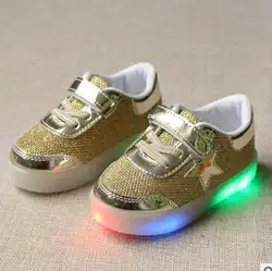 Новинка 2017 детская обувь модные милые детские кроссовки Светодиодная лампа детская повседневная обувь размер 21-30