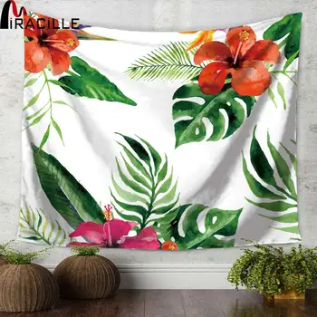 

Miracille Tropical Flowers Printed Tapestry Wall Hanging Home Decorative Tapiz Sofa Chair Cover Sheet belgium New Bedding