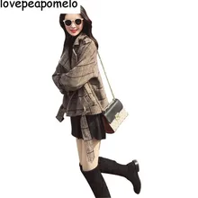 Шерстяной Жакет женский короткий параграф весна корейский Свободный Длинный рукав двубортный решетки Женское пальто D286