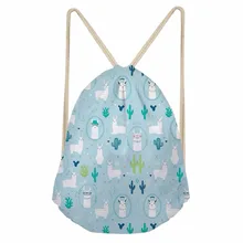 FORUDESIGNS, милая сумка с принтом в виде альпаки и кактуса, маленькая сумка на шнурке для девочек, рюкзак, пляжная сумка, детская повседневная сумка