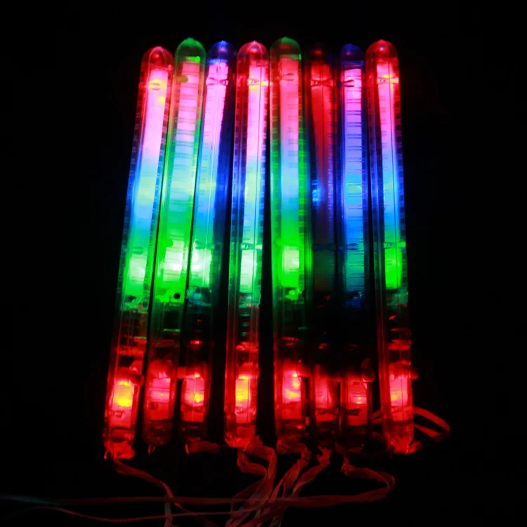 

Button Battery Multi Colorful 7 modes Flashing LED Night Light Wand Glow Sticks Strap Camp for Party Event Free Shipping 100pcs
