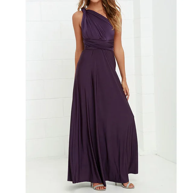 Сексуальное женское многоканальное платье-трансформер, бохо, макси, для клуба, красное платье, Бандажное длинное платье, вечерние, для подружек невесты, бесконечное платье, Longue Femme - Цвет: Deep purple