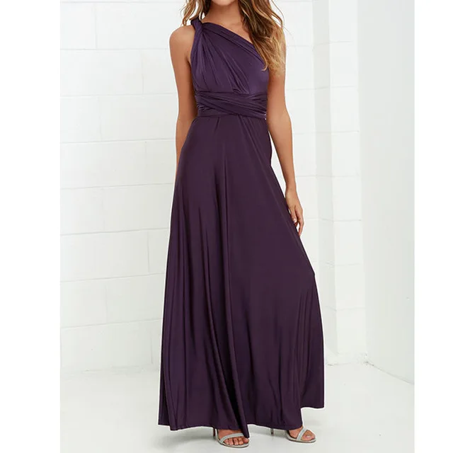 Sexy Women Multiway Wrap Convertible Boho Maxi Club Red Dress Bandage Long Dress Party Bridesmaids Infinity Robe Longue Femme Deep purple