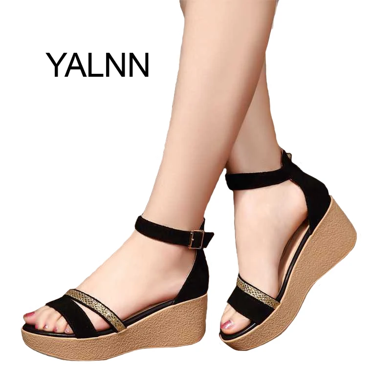 Summer 2017 Hot Fashion New Black Women Sandals Female Shoes for Women Nubuck Leather Trifle Shoes