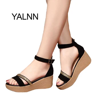 

YALNN Summer Hot Fashion New Black Women Sandals Female Shoes for Women Nubuck Leather Trifle Shoes