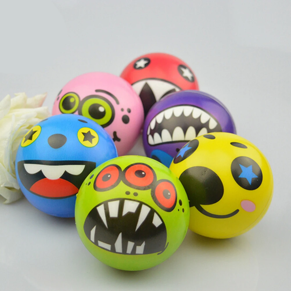 

ZTOYL Hand Wrist Exercise PU Rubber Toy Balls 6.3cm Face Print Sponge Foam Ball Squeeze Stress Ball Relief Toy