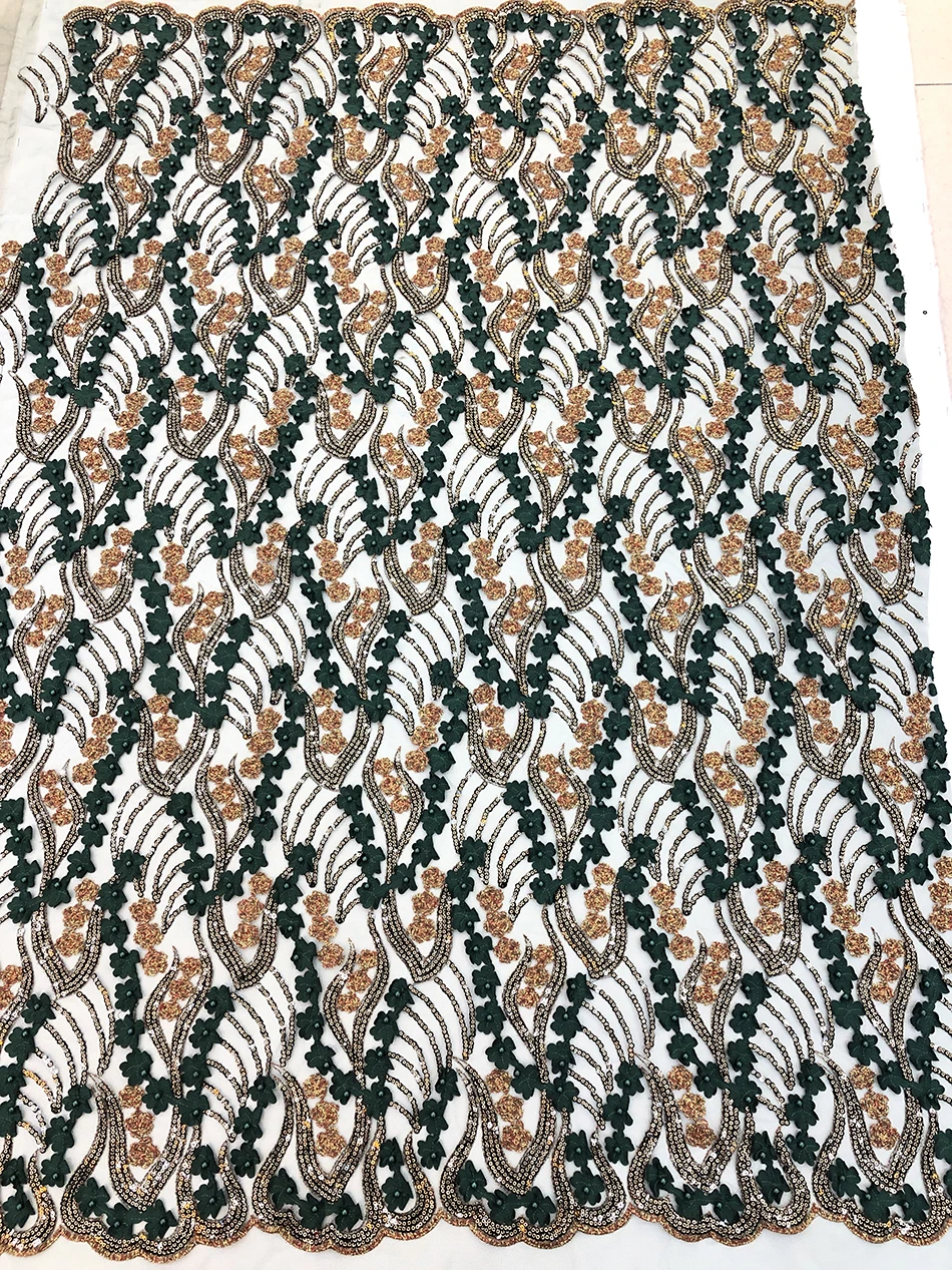 Нигерийская вышитая бисером кружевная ткань Высокое качество африканская 3D чистая Кружевная Ткань Свадебный Французский тюль кружевной материал для платья XY2480B-2