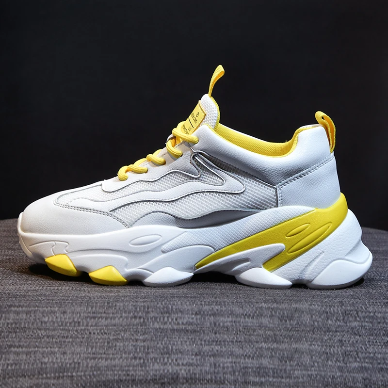 

Women Platform Chunky Sneakers Fashion Women's Flat Thick Sole Shoes Woman Dad Trainers High Quality PU Leather Mesh Casual Shoe