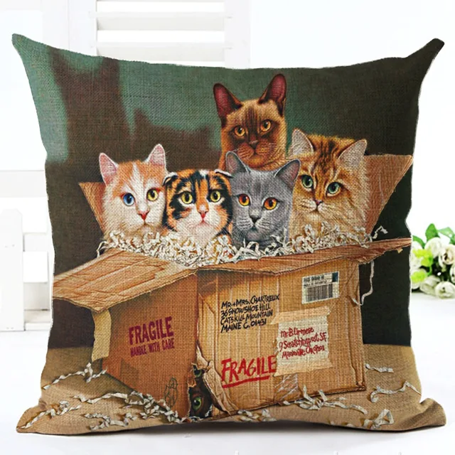 Retro Vintage Beautiful Lovely Cats Throw Pillows Case For 18 Retro Vintage Beautiful Lovely Cats Throw Pillows Case For 18 Pillow Covers Cover Cotton Linen