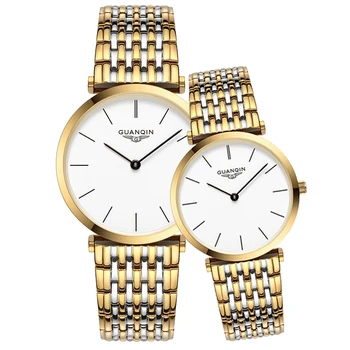 

GUANQIN Couple Watch Set Simple Mens Watches Top Brand Luxury Quartz Watch Women Clock Ladies Wristwatch Fashion lovers Watch