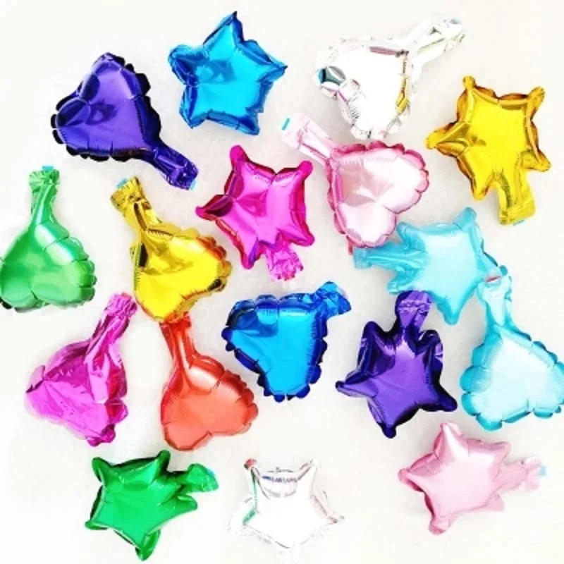 

100pcs/lot 5inch colorful heart star foil balloons birthday wedding party decoration Pure color helium ballons air globos suppie