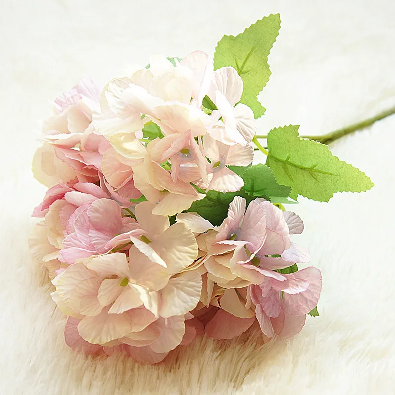 5 голов искусственные цветы гортензии букет белые маленькие шелковые искусственные цветы цветочные искусственные цветы Синие Свадебные вечерние украшения для дома - Цвет: pink