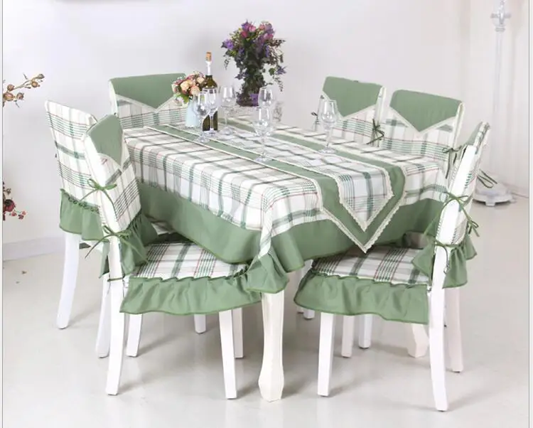 Pastoral plaid tablecloth set suit 150*200cm table cloth matching chair
