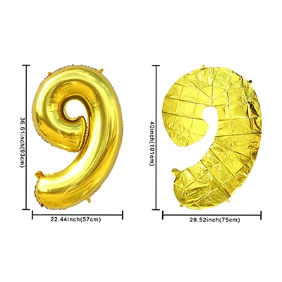 TAOUP 1 шт 40 дюймов цифры Фольга розовое золото большое количество воздушный шар плавать воздушный шар День рождения украшения малыш Свадебные воздушные шарики - Цвет: T1012-g9
