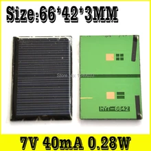 10 шт. 7 в 40мА 0,28 Вт Размер 66*42*3 солнечные панели фотоэлектрический модуль PV модуль солнечной энергии