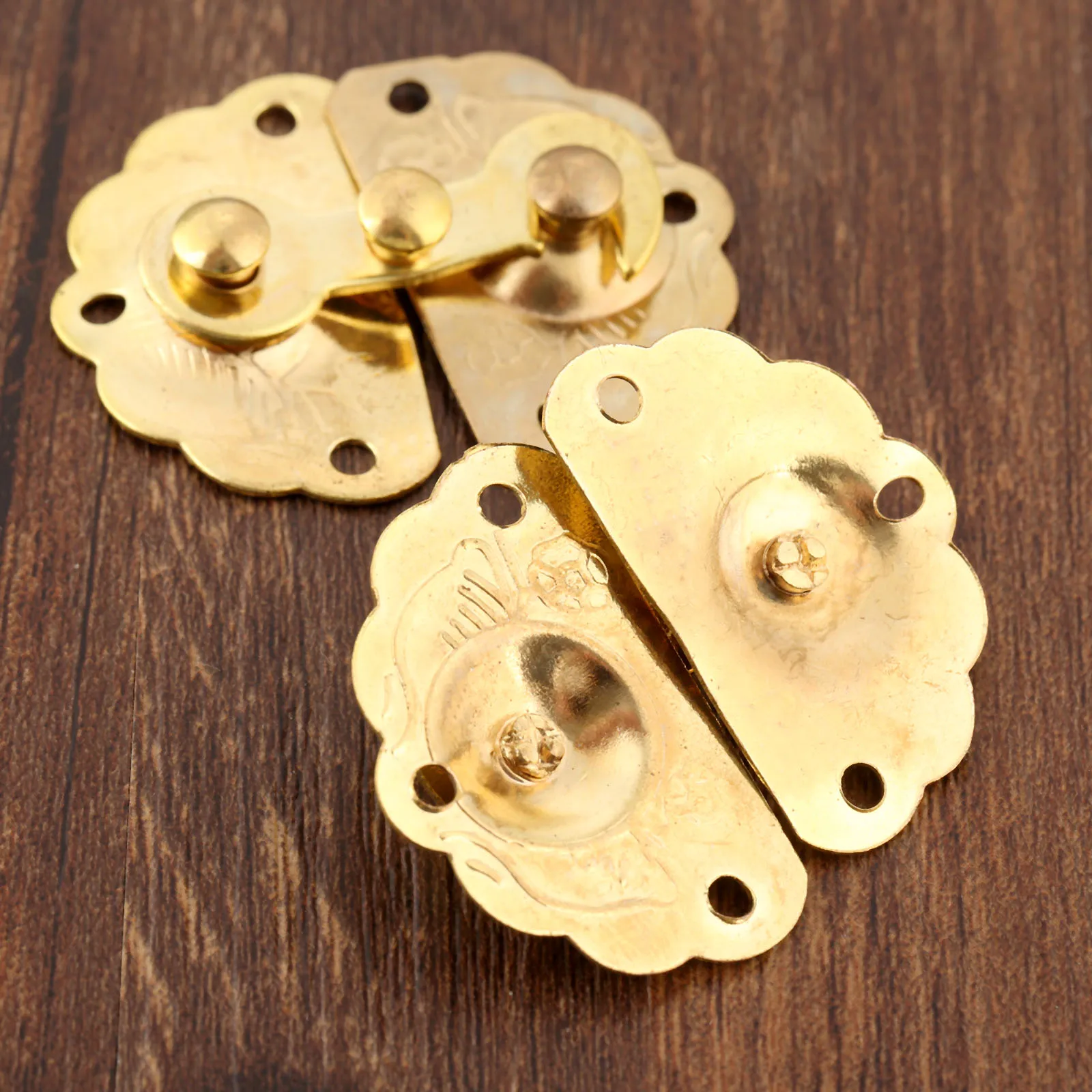 2Pcs Gold Iron Latches Catches 35*45mm Hasps Clasp Buckles Small Lock for Jewelry Wood Box Suitcase Furniture Hardware