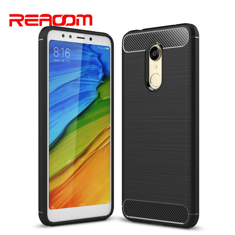 Мягкий силиконовый чехол для Xiaomi Redmi 5 из углеродного волокна с защитой от