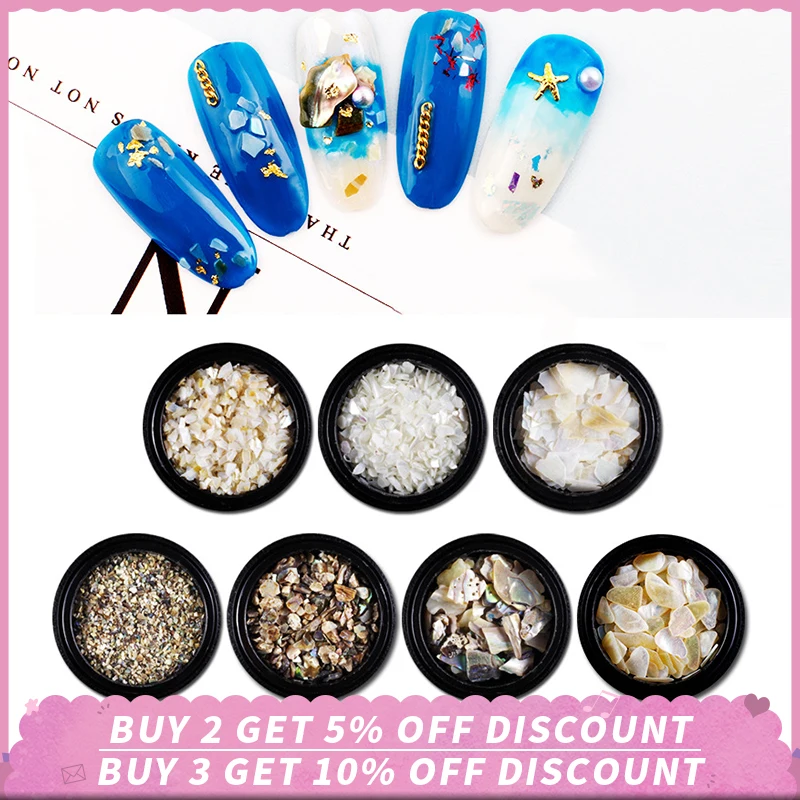 

Natural Nail Art Decoration Irregular Thin Nail Art Pearl Light Nail SeaShell Slices Particle Crushed Shell