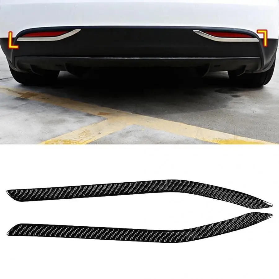 

2 pcs Carbon Fiber Car Rear Fog Light Cover Trim Strip Fit for TESLA Model X 2012-2019 Car-styling accessories