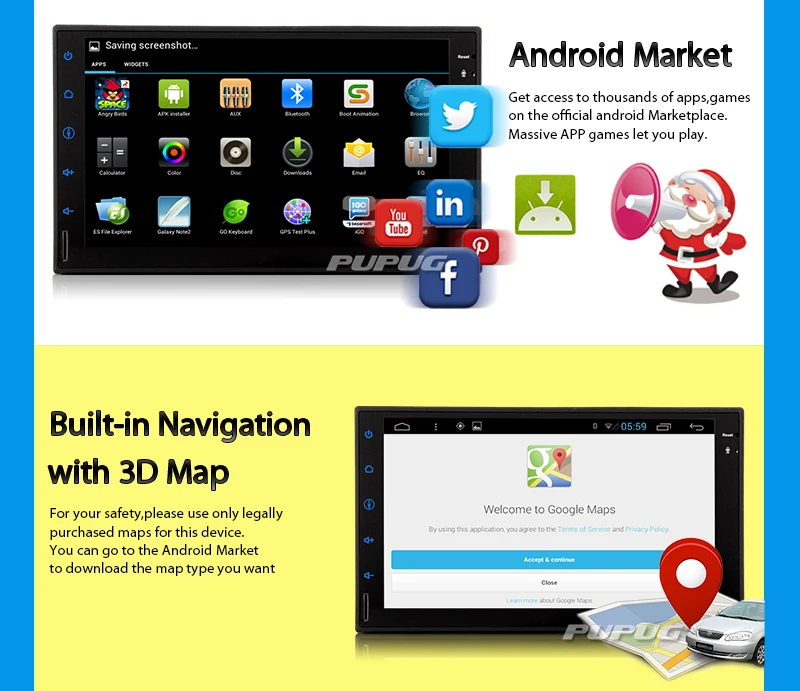 Discount 3G/ 4G Android 5.1 Car Multimedia Player Car PC Tablet Double 2 din GPS Navigation Car gps Stereo Radio Bluetooth NO DVD player 1