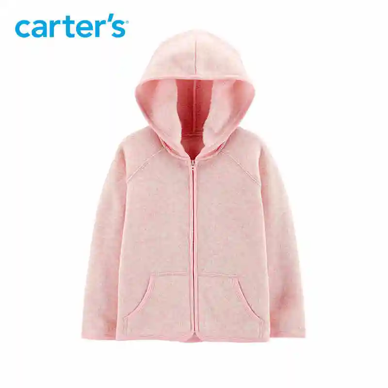 

Carters autumn winter solid long sleeve hooded coat for girl casual pink zip up girls jacket kids clothes 253I140/293G409