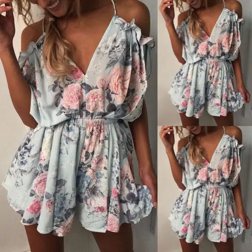 

Womens Holiday Mini Playsuit Romper Ladies