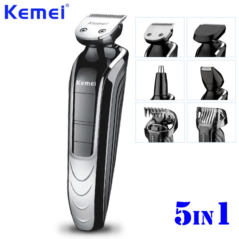 Comprar Cortadora de pelo recargable profesional KEMEI 5 en 1, cortadora de pelo ajustable sin cable, afeitadora, KM 1832