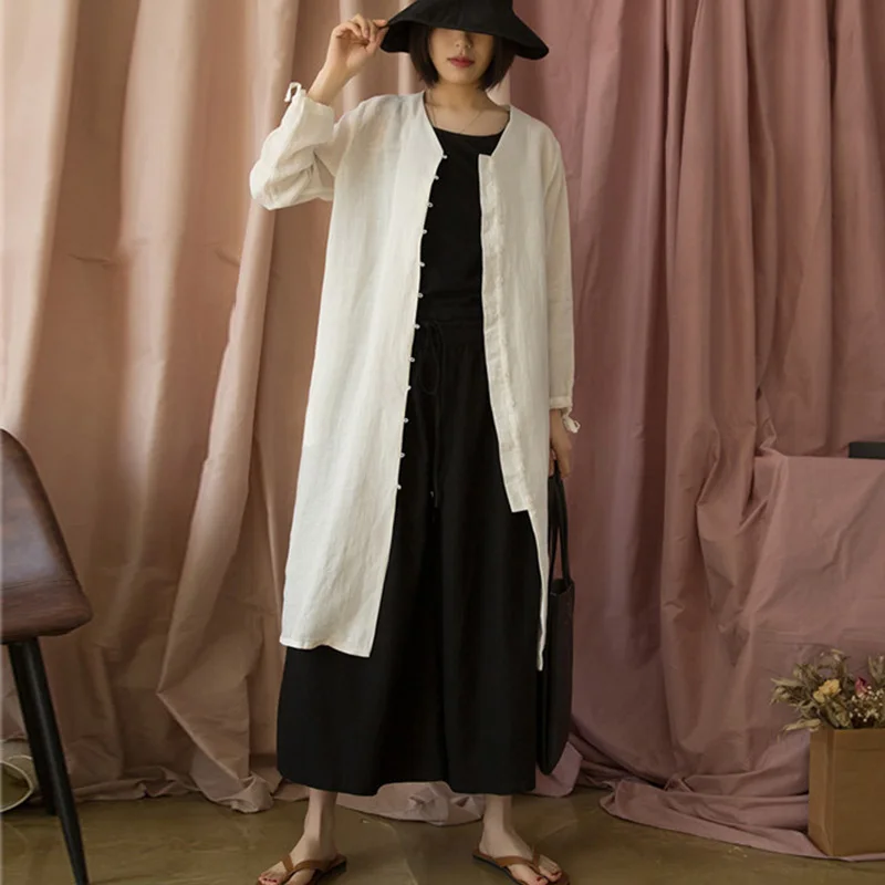 SCUWLINEN Vestidos сезон: весна–лето женское платье Твердые v-образным вырезом с длинными рукавами рами платье-рубашка Повседневное длинный кардиган P087