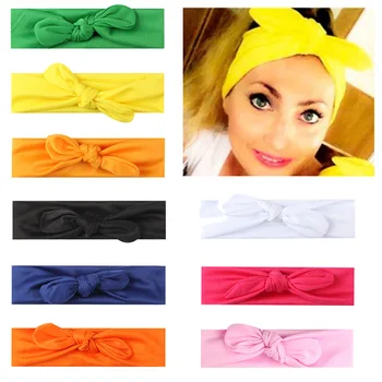 

women's rabbit ear Hair Head Bow Knot Headbands Hair Accessories Turban Cotton Headwrap