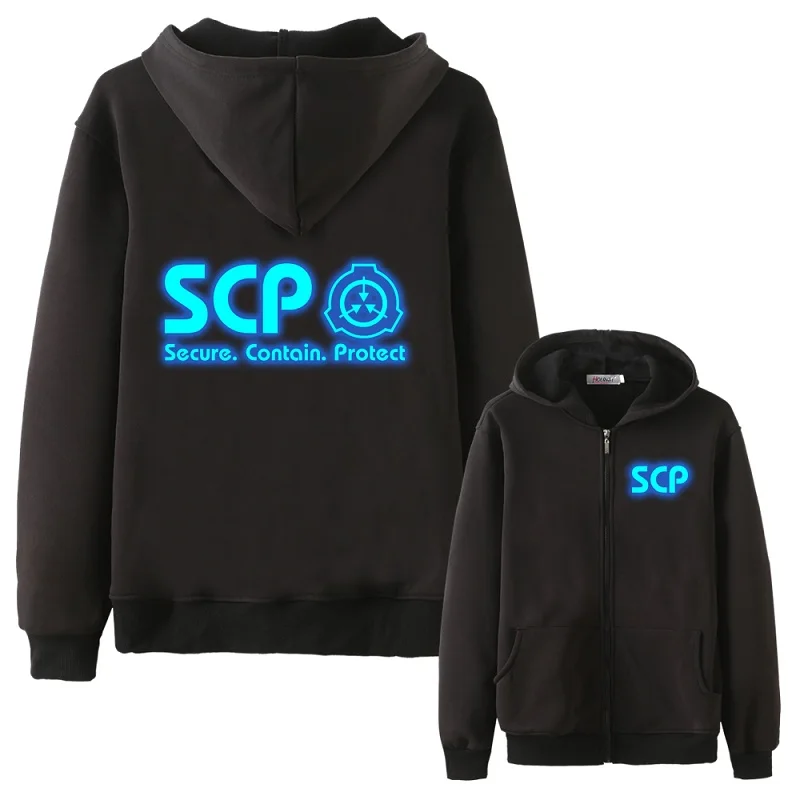 High-Q аниме SCP Foundation светящаяся толстовка с капюшоном кардиган специальные процедуры удержания фосфоресцирующий SCP Толстовка Куртка пальто - Цвет: C
