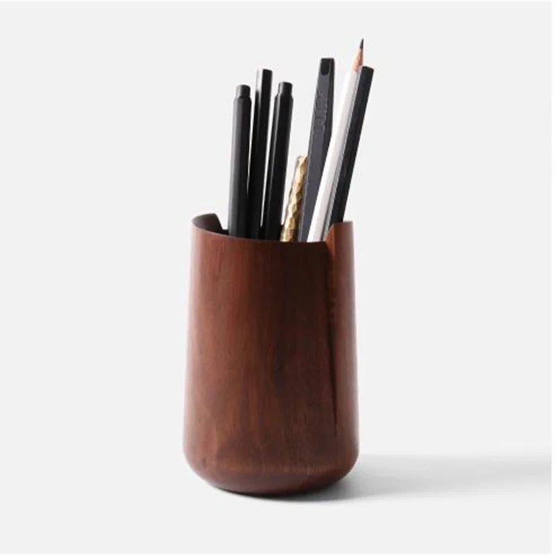 Черный орех деревянная ручка держатель неправильной формы многофункциональный стол канцелярские принадлежности Органайзер коробка для хранения домашнего искусства