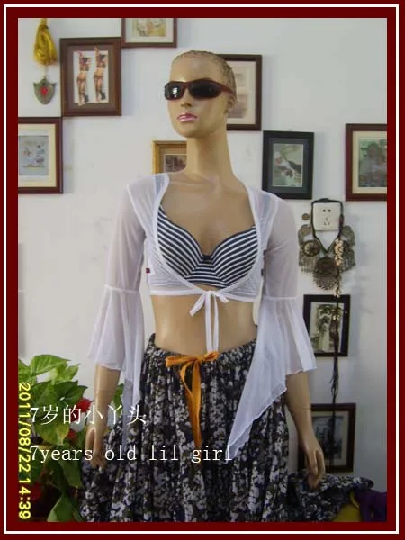 

Transparent thin belly dance Chest flare Blouse Top CV01