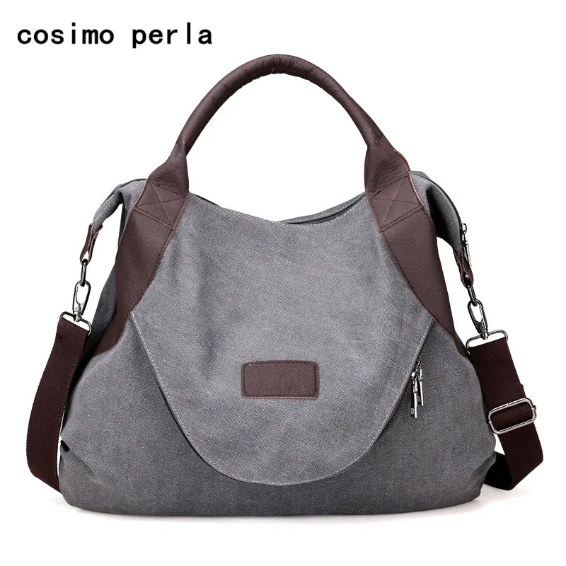 Kopen Grote Zak Shopper Handtassen Grote Canvas Schoudertas Crossbody Tassen voor Vrouwen 2019 Fashion Designer bolsos Casual Bakken Sac a main