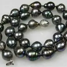 1" естественных пресноводных 12- 13 мм барокко черный жемчужное ожерелье