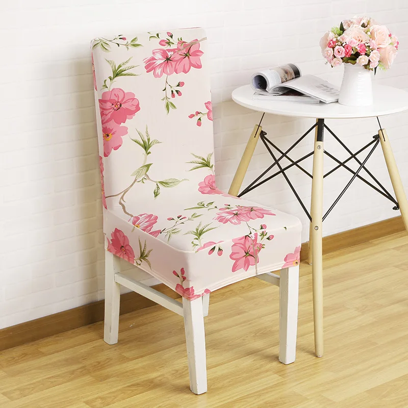 

Spandex Stretch Flower Chair Cover With Backrest Protector Slipcover Seat Case Removable Elastic Dining Chair Covers Living Room