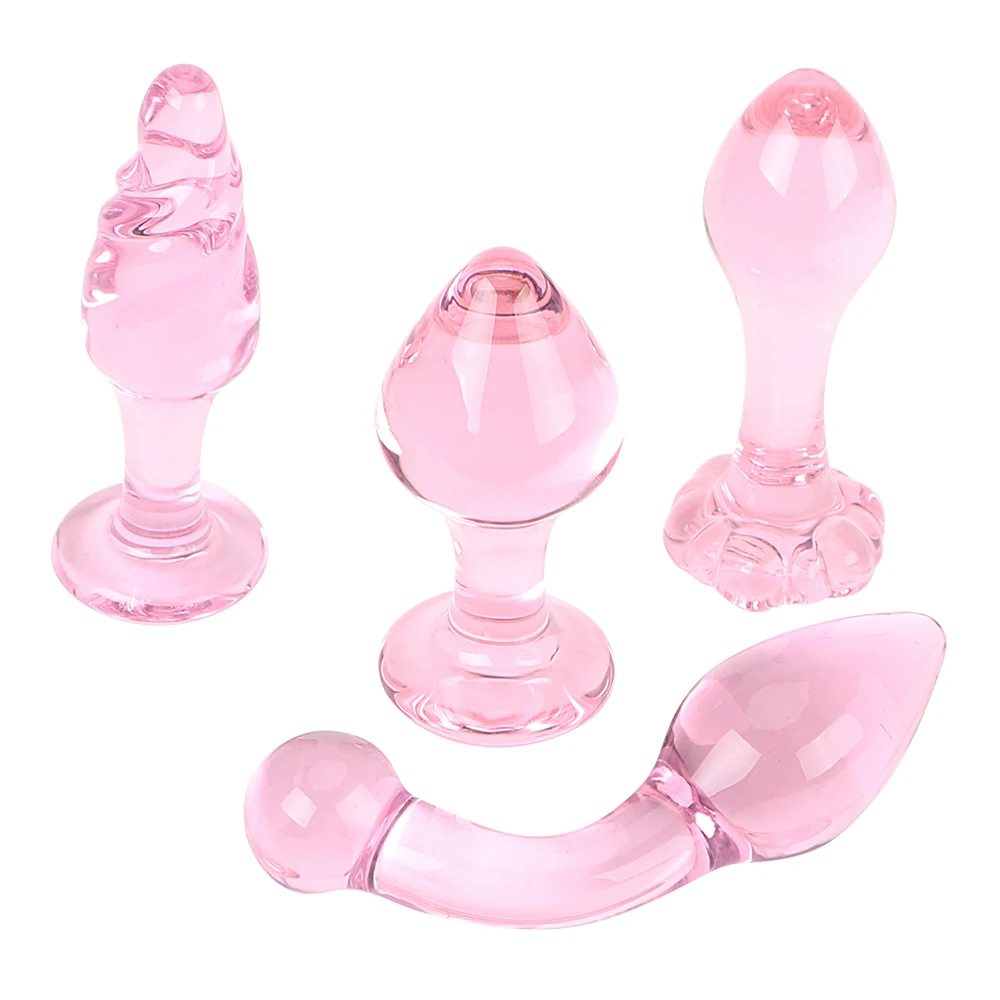  4Pcs/Set Crystal Glass dildo Anal glass dildo Anal Plug Sex toys for women huge big dildos for wome
