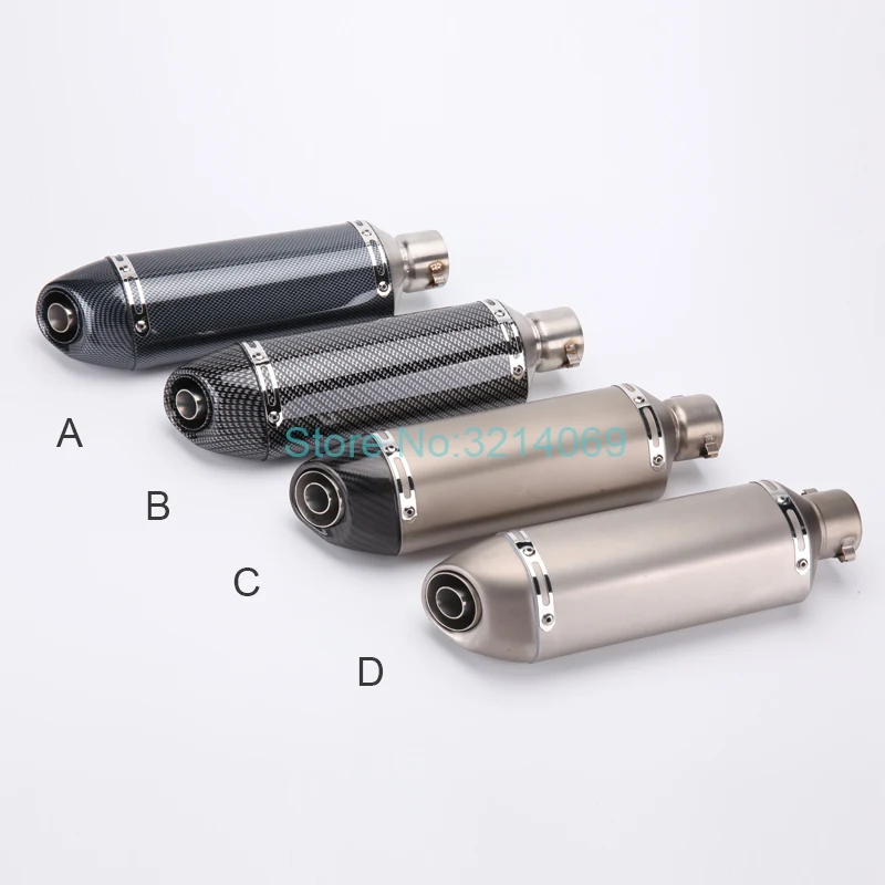 

Length 370mm Universal Motorcycle Akrapovic Pipe Muffler Escape Moto Titanium Alloy Dirt Bike Exhaust Pipe With 36-50mm Adapter