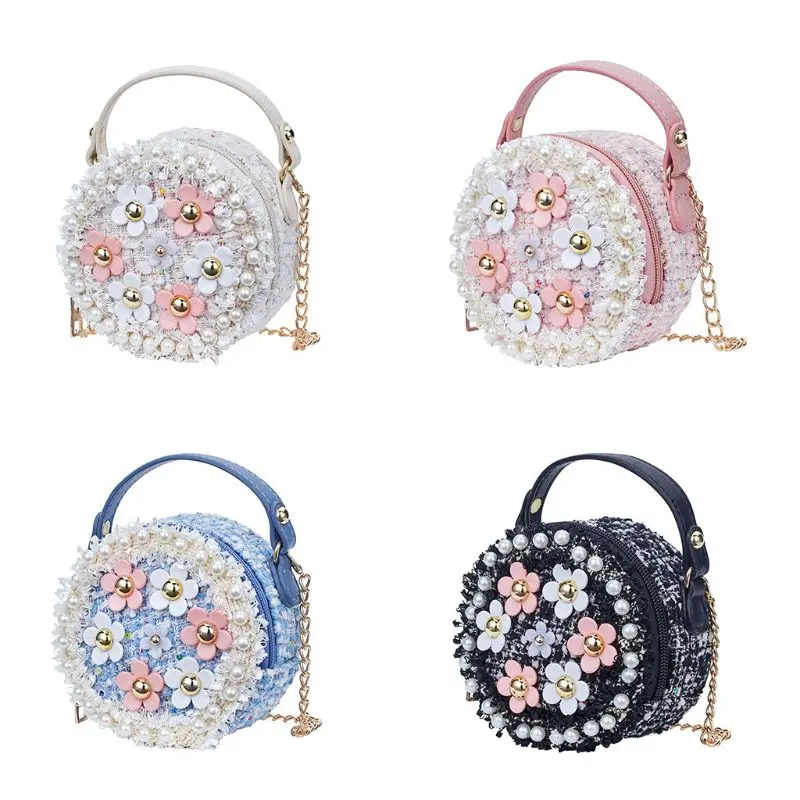 

Fashion Children Mini Round Handbag for Girl Shoulder Bag PU Leather Crossbody Purse Bags