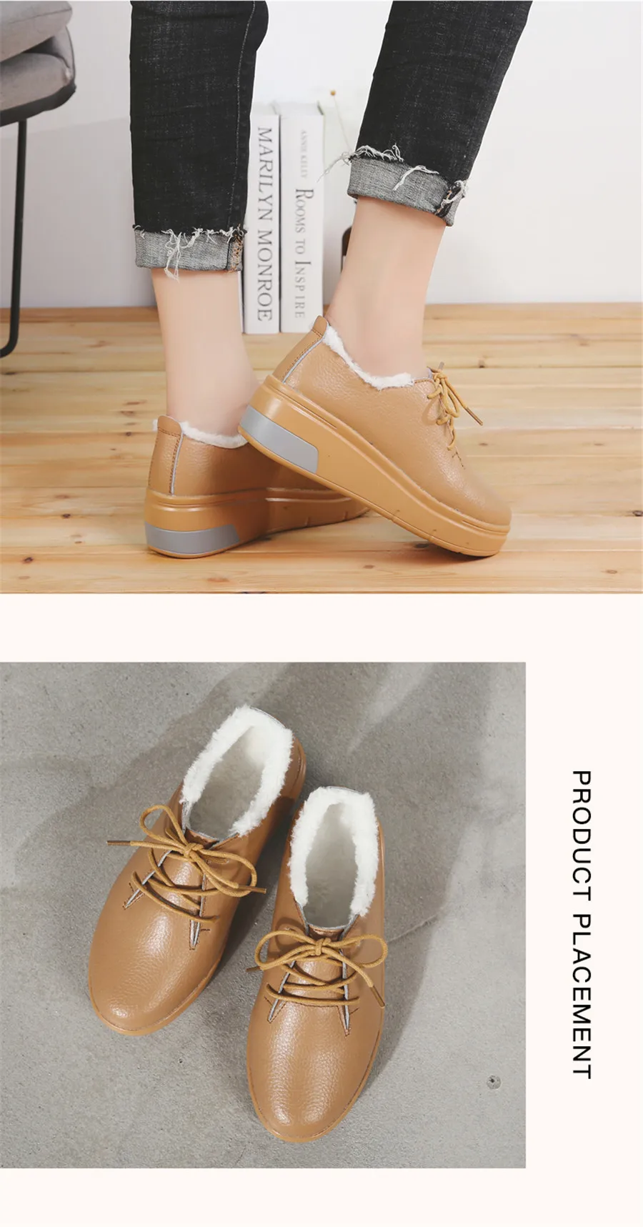 STQ/; зимние женские кроссовки на платформе; женская обувь из натуральной кожи на плоской подошве со шнуровкой; женская обувь на плоской платформе с Плюшевым Мехом; 1278